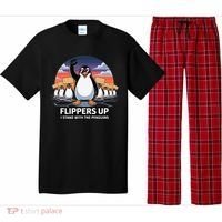 Flippers Up I Stand With Penguins Against Tariffs USA Pajama Set thumb 0