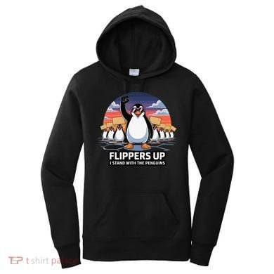 Flippers Up I Stand With Penguins Against Tariffs USA Women's Hoodie