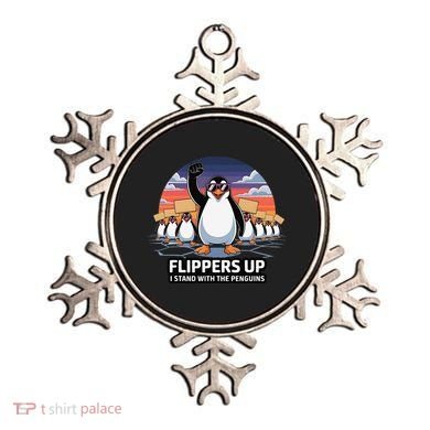 Flippers Up I Stand With Penguins Against Tariffs USA Ornament
