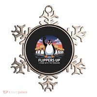 Flippers Up I Stand With Penguins Against Tariffs USA Ornament thumb 0