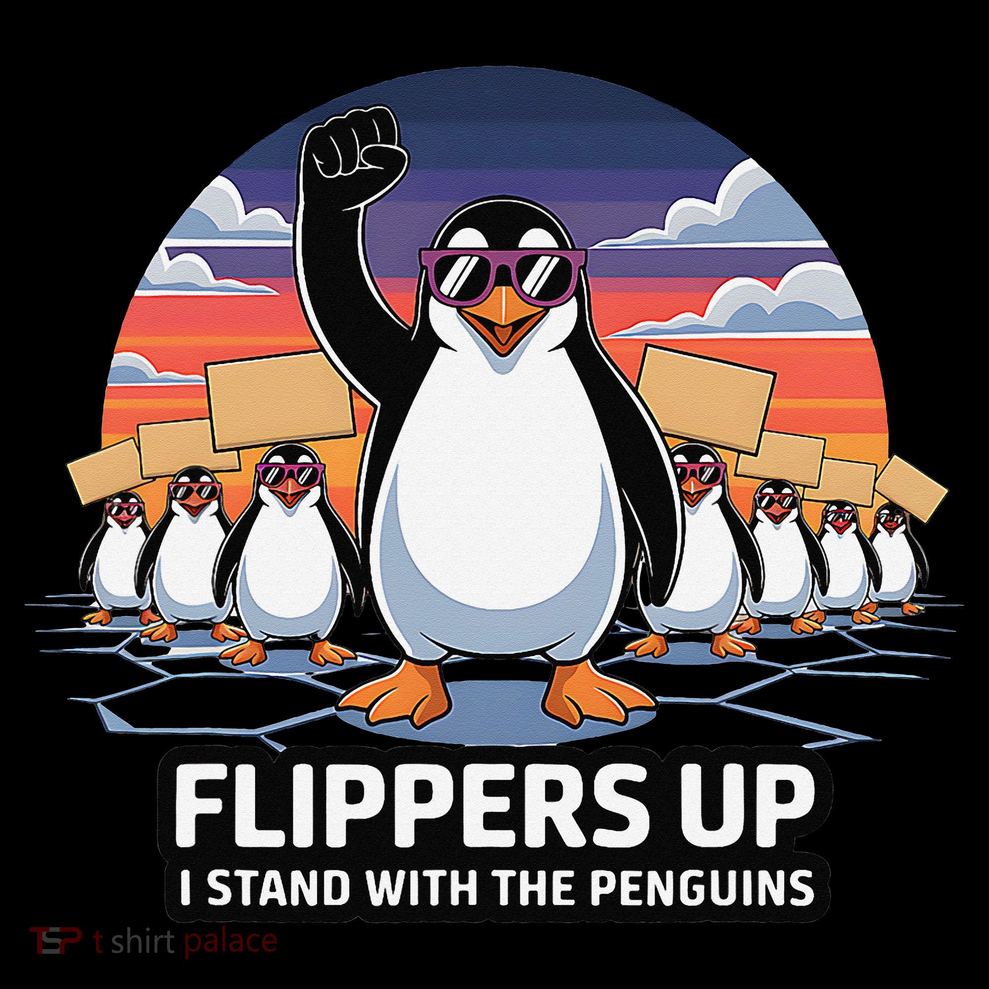 Flippers Up I Stand With Penguins Against Tariffs USA Ornament