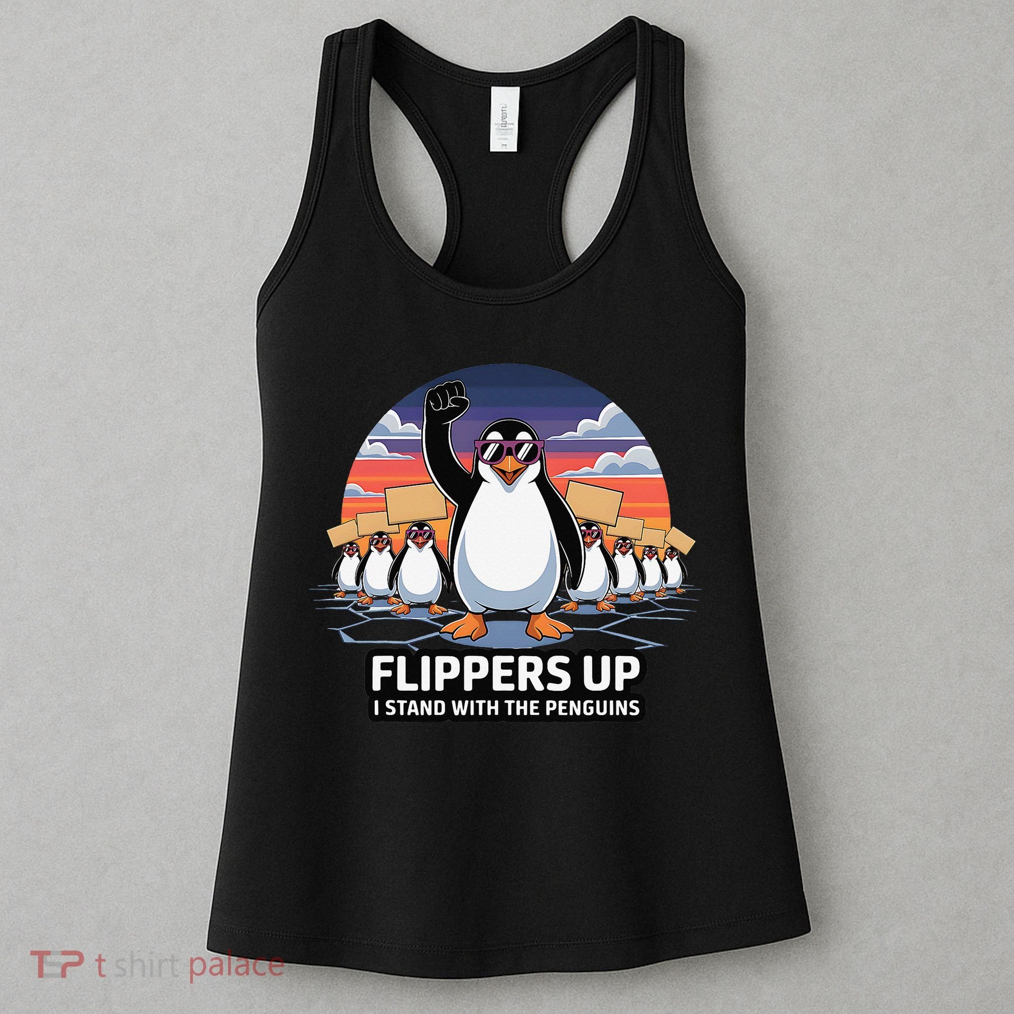Flippers Up I Stand With Penguins Against Tariffs USA Women's Tank Top