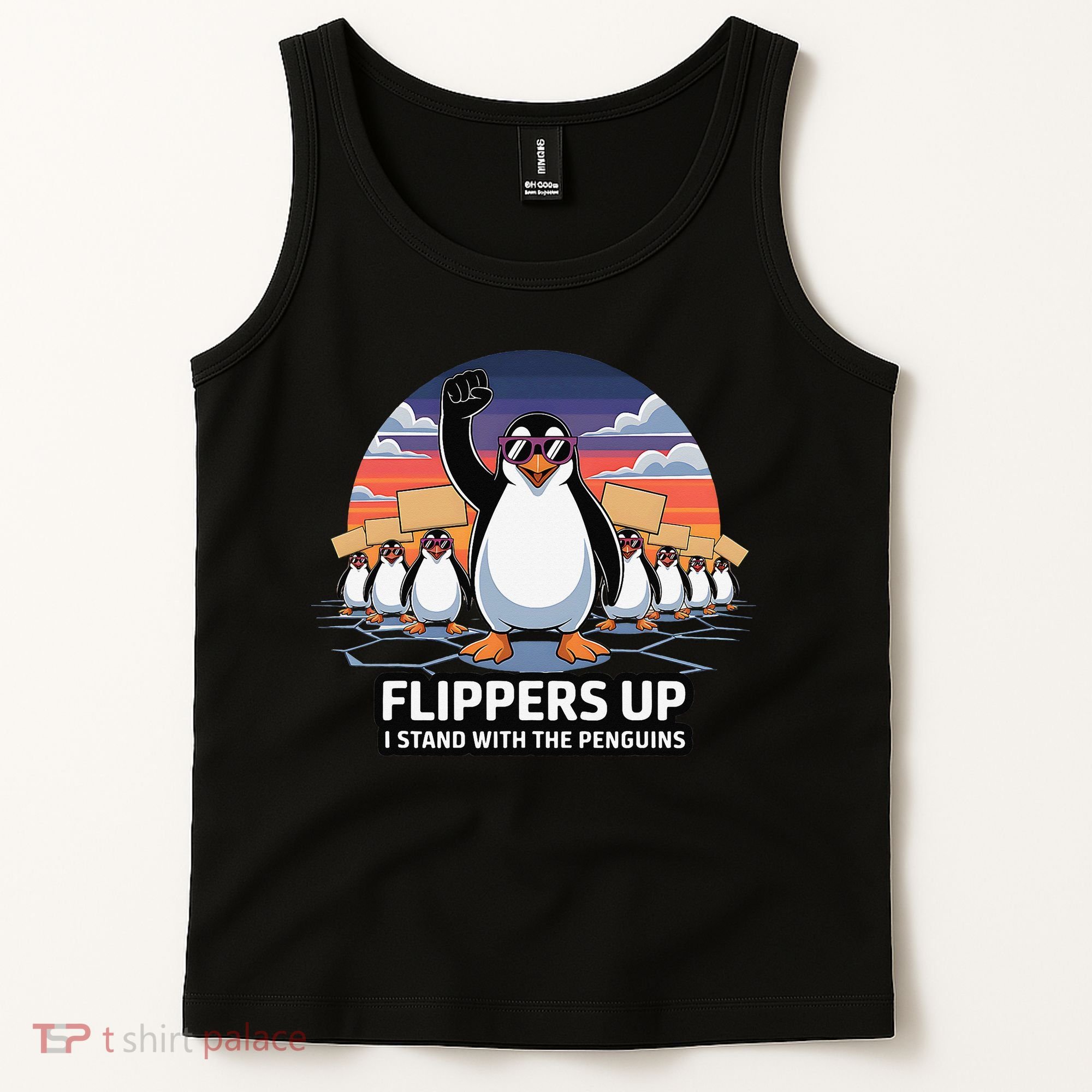 Flippers Up I Stand With Penguins Against Tariffs USA Tank Top
