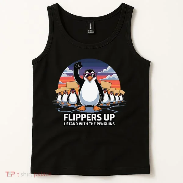 Flippers Up I Stand With Penguins Against Tariffs USA Tank Top