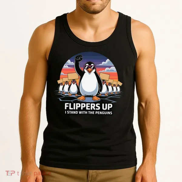 Flippers Up I Stand With Penguins Against Tariffs USA Tank Top