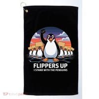 Flippers Up I Stand With Penguins Against Tariffs USA Golf Towel thumb 0