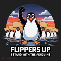 Flippers Up I Stand With Penguins Against Tariffs USA Golf Towel thumb 3