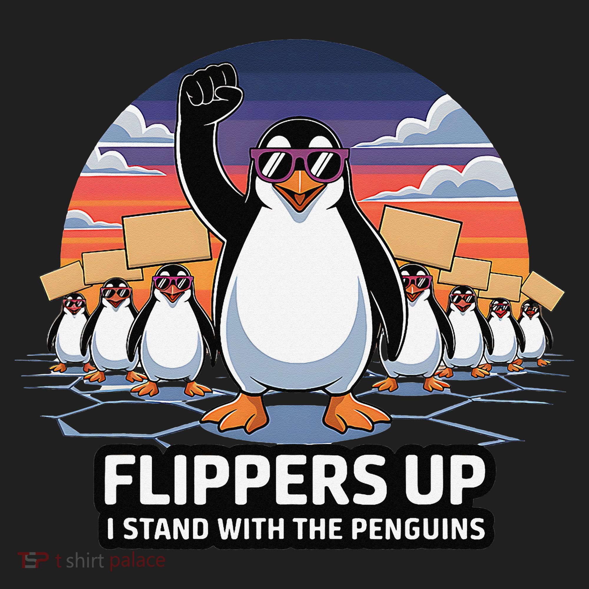 Flippers Up I Stand With Penguins Against Tariffs USA Golf Towel