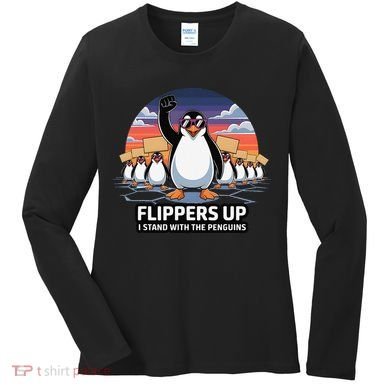 Flippers Up I Stand With Penguins Against Tariffs USA Women's Long Sleeve Shirt