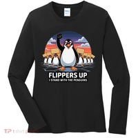 Flippers Up I Stand With Penguins Against Tariffs USA Women's Long Sleeve Shirt thumb 0