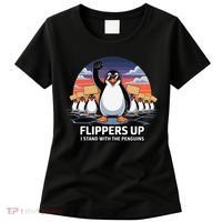 Flippers Up I Stand With Penguins Against Tariffs USA Women's T-Shirt thumb 0