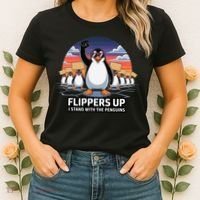 Flippers Up I Stand With Penguins Against Tariffs USA Women's T-Shirt thumb 2