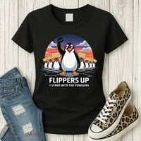 Flippers Up I Stand With Penguins Against Tariffs USA Women's T-Shirt thumb 3