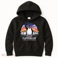 Flippers Up I Stand With Penguins Against Tariffs USA Kids Hoodie thumb 0