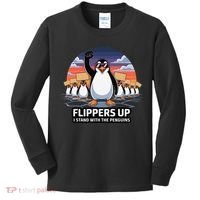 Flippers Up I Stand With Penguins Against Tariffs USA Kids Long Sleeve Shirt thumb 0