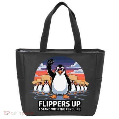 Flippers Up I Stand With Penguins Against Tariffs USA Tote Bag
