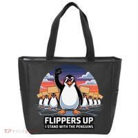 Flippers Up I Stand With Penguins Against Tariffs USA Tote Bag thumb 0