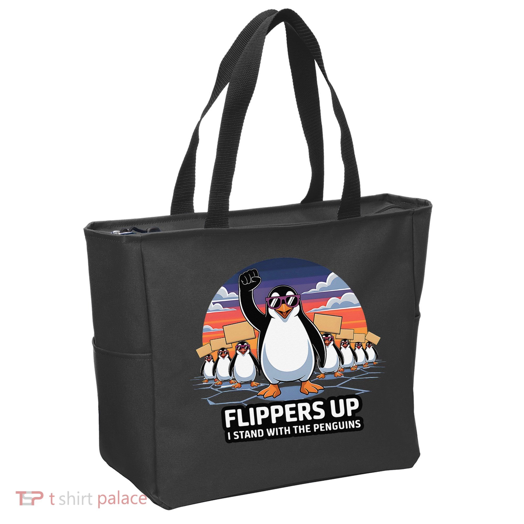 Flippers Up I Stand With Penguins Against Tariffs USA Tote Bag