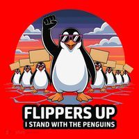 Flippers Up I Stand With Penguins Against Tariffs USA Santa Hat thumb 1