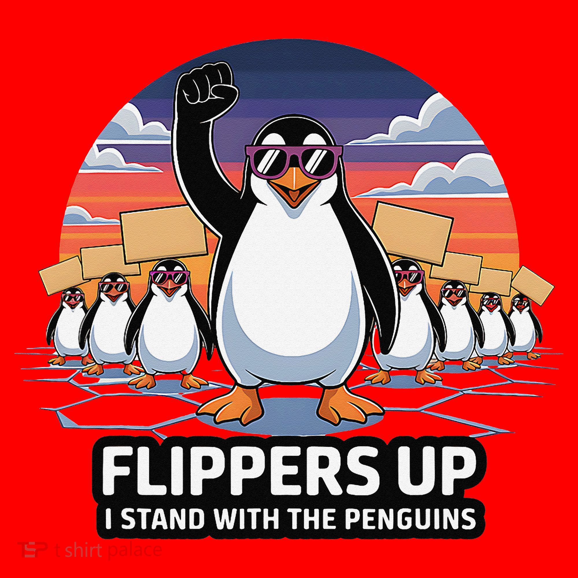 Flippers Up I Stand With Penguins Against Tariffs USA Santa Hat