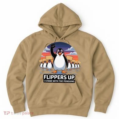Flippers Up I Stand With Penguins Against Tariffs USA Hoodie