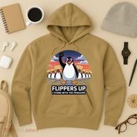 Flippers Up I Stand With Penguins Against Tariffs USA Hoodie thumb 3