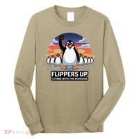 Flippers Up I Stand With Penguins Against Tariffs USA Long Sleeve Shirt thumb 0
