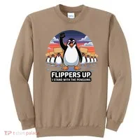 Flippers Up I Stand With Penguins Against Tariffs USA Sweatshirt thumb 0
