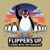 Flippers Up I Stand With Penguins Against Tariffs USA T-Shirt thumb 7