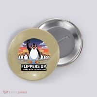 Flippers Up I Stand With Penguins Against Tariffs USA Button thumb 0