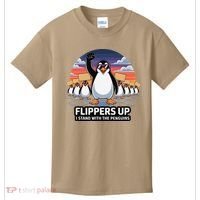 Flippers Up I Stand With Penguins Against Tariffs USA Kids T-Shirt thumb 0