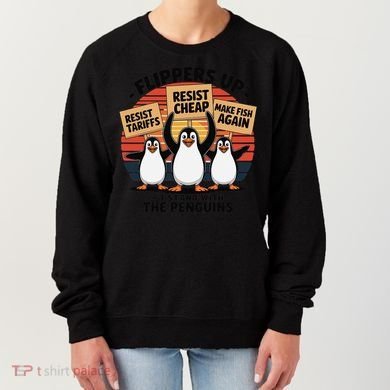 Flippers Up I Stand With Penguins Against Tariffs USA Women's Sweatshirt