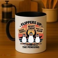 Flippers Up I Stand With Penguins Against Tariffs USA Coffee Mug thumb 4