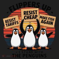 Flippers Up I Stand With Penguins Against Tariffs USA Beanie thumb 2