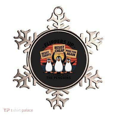 Flippers Up I Stand With Penguins Against Tariffs USA Ornament