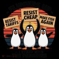 Flippers Up I Stand With Penguins Against Tariffs USA Ornament thumb 1