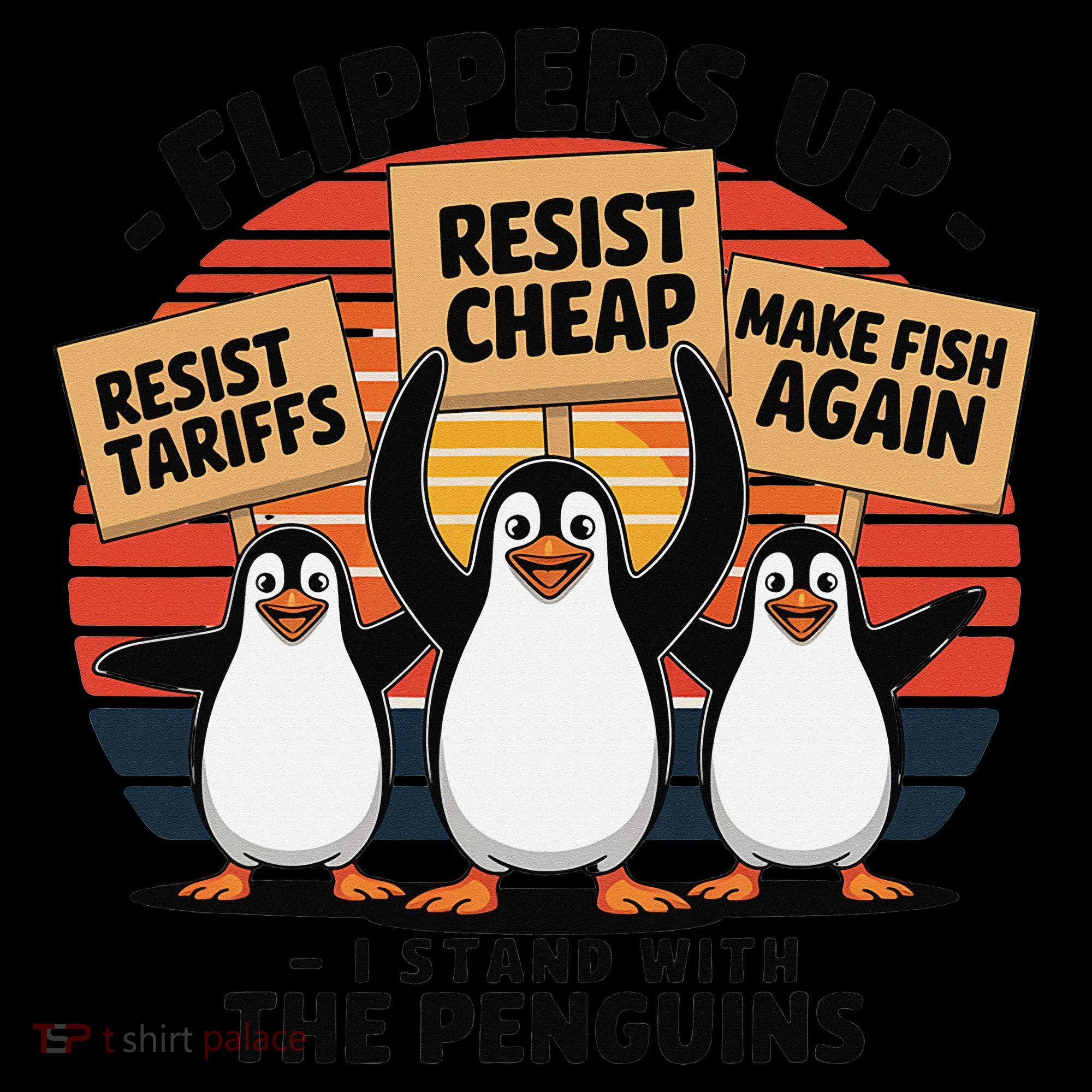 Flippers Up I Stand With Penguins Against Tariffs USA Ornament