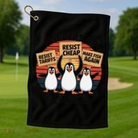 Flippers Up I Stand With Penguins Against Tariffs USA Golf Towel thumb 1