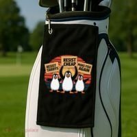 Flippers Up I Stand With Penguins Against Tariffs USA Golf Towel thumb 2