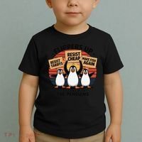 Flippers Up I Stand With Penguins Against Tariffs USA Toddler T-Shirt thumb 2