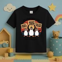 Flippers Up I Stand With Penguins Against Tariffs USA Toddler T-Shirt thumb 3