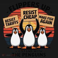 Flippers Up I Stand With Penguins Against Tariffs USA Women's Long Sleeve Shirt thumb 2