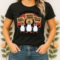 Flippers Up I Stand With Penguins Against Tariffs USA Women's T-Shirt thumb 2