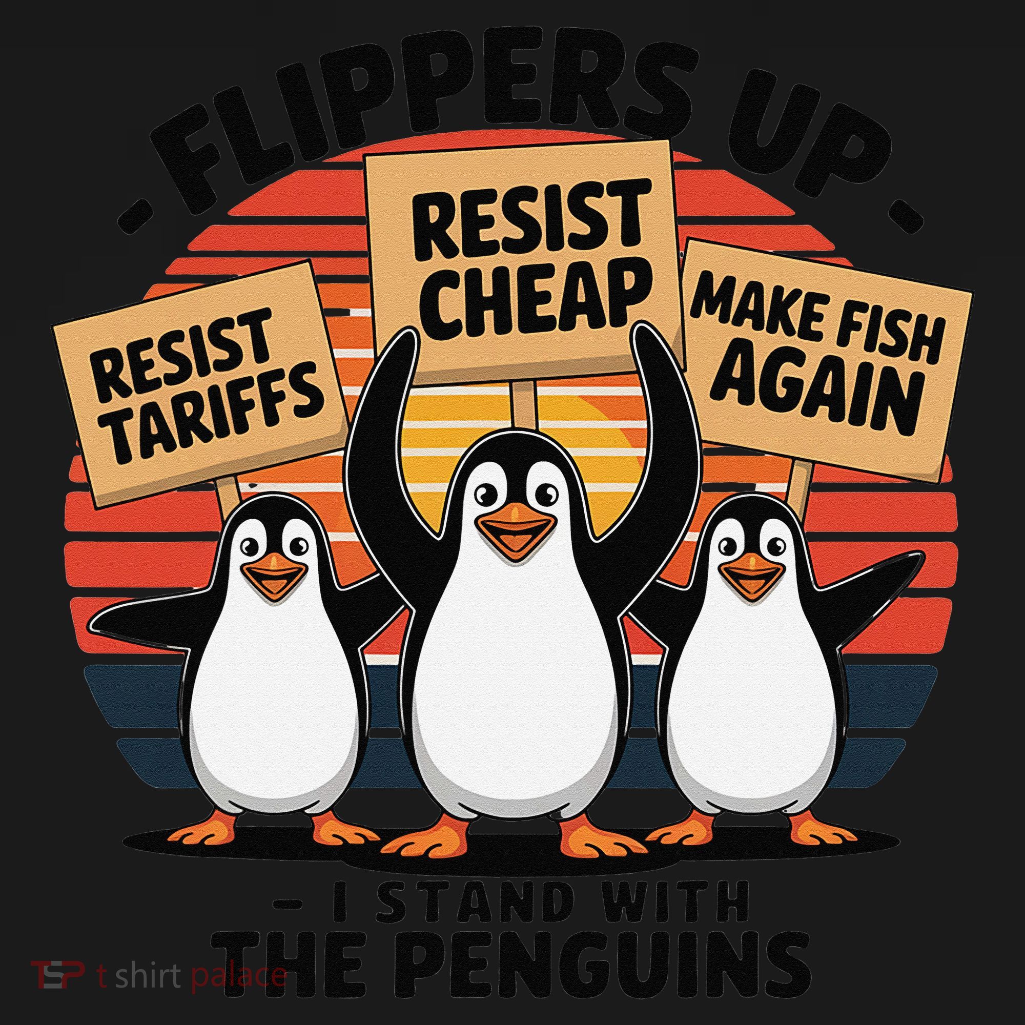 Flippers Up I Stand With Penguins Against Tariffs USA Kids Sweatshirt