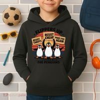 Flippers Up I Stand With Penguins Against Tariffs USA Kids Hoodie thumb 2