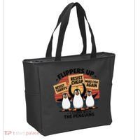 Flippers Up I Stand With Penguins Against Tariffs USA Tote Bag thumb 2