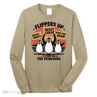 Flippers Up I Stand With Penguins Against Tariffs USA Long Sleeve Shirt thumb 0
