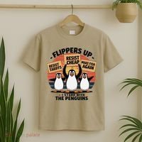 Flippers Up I Stand With Penguins Against Tariffs USA T-Shirt thumb 2