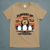 Flippers Up I Stand With Penguins Against Tariffs USA T-Shirt thumb 5