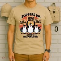 Flippers Up I Stand With Penguins Against Tariffs USA T-Shirt thumb 6